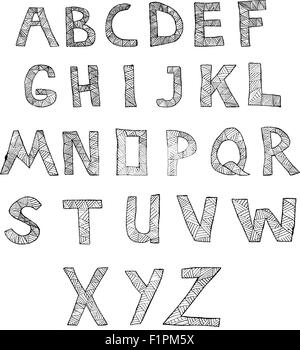 Hand drawn alphabet Vector illustration Stock Vector