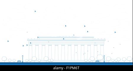 Outline Abraham Lincoln Memorial in Washington DC USA Vector illustration Stock Vector