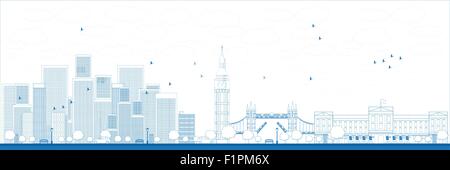 Outline London skyline with skyscrapers Vector illustration Stock Vector