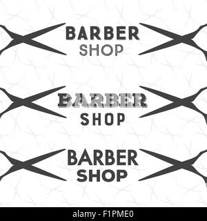 Set of vintage barber shop labels Vector illustration Stock Vector