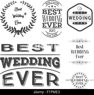 Set of best wedding ever labels Vector illustration Stock Vector