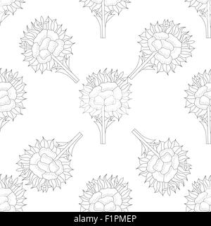 Abstract black and white seamless pattern with floral background Stock Vector