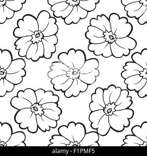 seamless pattern of black and white flowers Vector illustration Stock Vector
