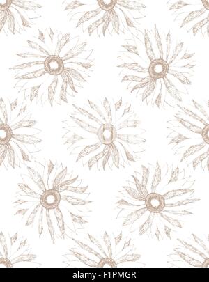 Cute hand drawn floral seamless pattern, doodle surface design with ...