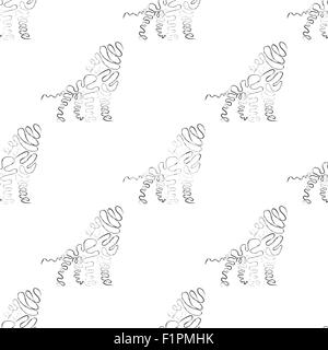 Lion seamless pattern in black and white color Vector Illustration Stock Vector