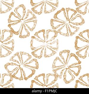 Hand drawn seamless floral pattern with orange flower on white background. Vector illustration. Stock Vector