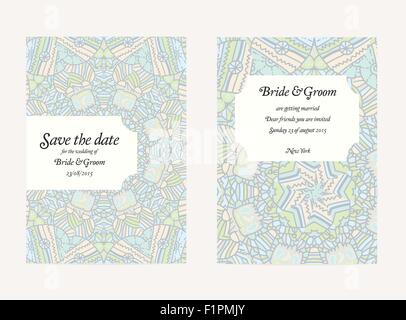 Set of vector wedding invitation card Stock Vector