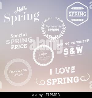 Set of spring typographic design elements Vector illustration Stock Vector