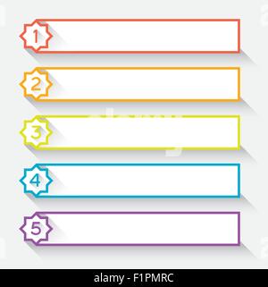 Set of 5 numbered paper style headers with star Vector illustration Stock Vector