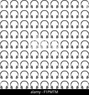 Headphones Seamless Pattern in Black & White Vector illustration Stock Vector