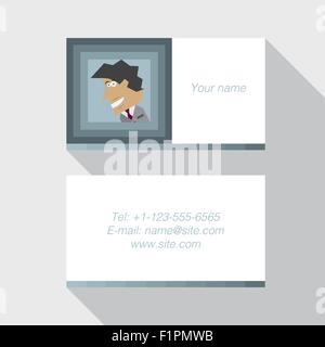 Modern business card template in blue color Flat Design Vector Illustration Stock Vector