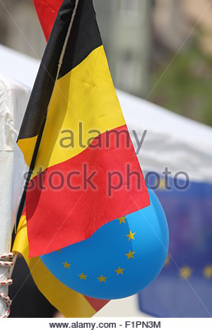 EU symbols on view in a German city in summer Stock Photo