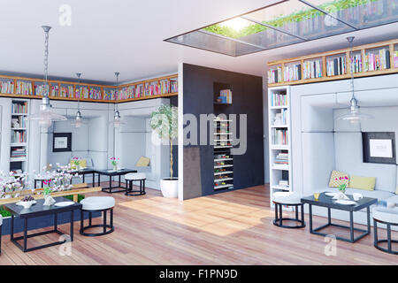 modern restaurant interior design. 3d concept Stock Photo