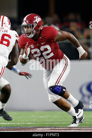 September 5, 2015: Alabama Crimson Tide linebacker Ryan Anderson (22) during the Advocate Classic football game between the Wisconsin Badgers and the Alabama Crimson Tide at AT&T Stadium in Arlington, TX; Tim Warner/CSM. Stock Photo