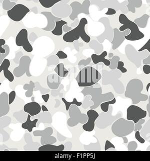 Military winter woodland white camouflage seamless pattern, vector