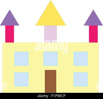 Illustration of colored castle isolated on white background Stock Vector