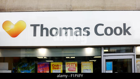 Thomas Cook logo on shop front in St Stephen's Street, Norwich, Norfolk, England, United Kingdom. Stock Photo