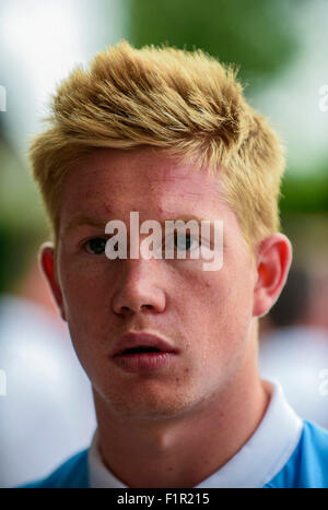 Manchester, UK. 31st Aug, 2015. New Manchester City player Kevin De Bruyne in team shirt © Action Plus Sports/Alamy Live News Stock Photo