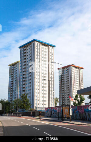Ampthill Square Estate council tower blocks in Mornington Crescent, London, UK Stock Photo