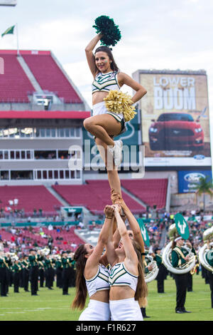 Tampa, Florida, USA. 5th September, 2015. USF cheerleaders before the game between USF & Florida A&M at Raymond James Stadium in Tampa, FL Credit Image: Del Mecum Credit:  Cal Sport Media/Alamy Live News Stock Photo