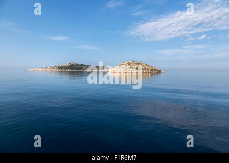 Two islands with lighthouse in National Park Kornati, Croatia Stock Photo