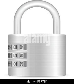 Metal padlock on a white background. Vector illustration. Stock Vector