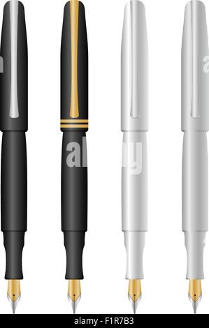 Four pens isolated on a white background. Vector illustration. Stock Vector