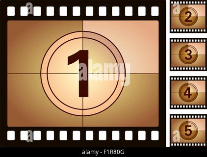 Film countdown isolated on a white background. Vector illustration. Stock Vector