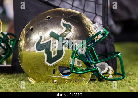 Tampa, Florida, USA. 5th September, 2015. USF football helmet shot during the game between USF & Florida A&M at Raymond James Stadium in Tampa, FL Credit Image: Del Mecum Credit:  Cal Sport Media/Alamy Live News Stock Photo