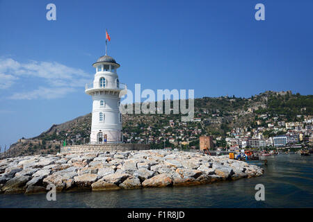 lighthouse in port Alanya, Turkey Stock Photo