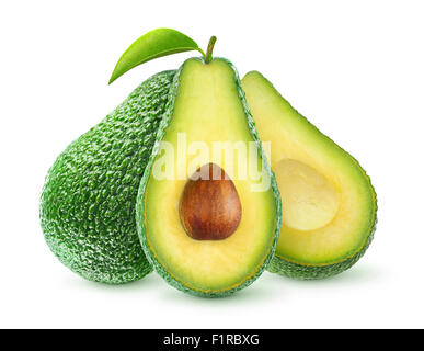 Fresh avocado fruits isolated on white, with clipping path Stock Photo