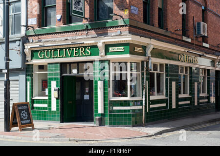 Gullivers pub located between Oldham Street and Tib Street in the Northern Quarter of Manchester.