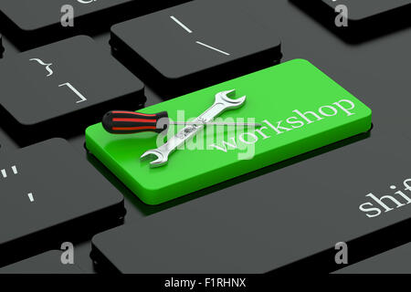 Workshop concept on green keyboard button Stock Photo