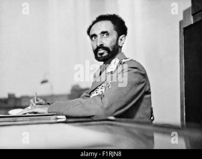 Ethiopian Emperor Haile Selassie I in his study at the Palace 1942 in Addis Ababa, Ethiopia. Stock Photo