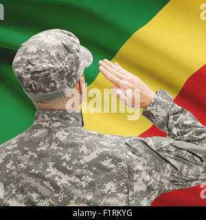 National military forces with flag on background conceptual series - Congo-Brazzaville Stock Photo