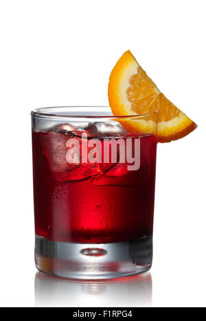 Negroni alcoholic cocktail. Before dinner official IBA cocktail Stock Photo