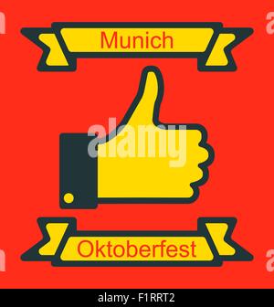 Icon of Thumb Up for Oktoberfest Party Stock Vector