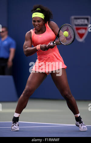 New York, USA. 6th September, 2015. Serena Williams during her fourth round match against countrywoman Madison Keys at the U.S. Open in Flushing Meadows, New York on September 6th, 2015.   Williams won the match. Credit:  Adam Stoltman/Alamy Live News Stock Photo