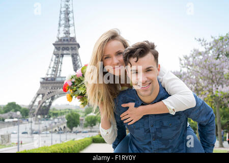 Couple dating in Paris Stock Photo