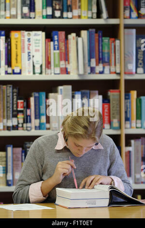 Students studying in a school library Stock Photo