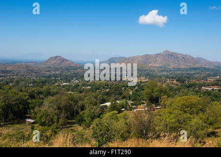 View over Zomba from the Zomba Plateau, Malawi, Africa Stock Photo