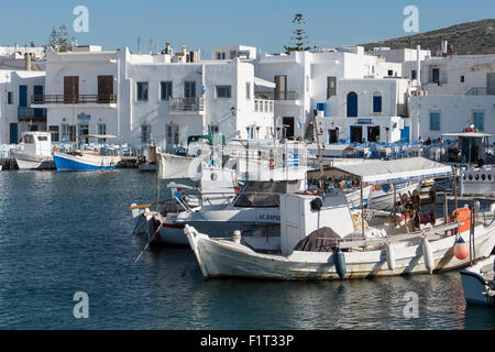 Naoussa harbour, Paros, Cyclades, Greek Islands, Greece, Europe Stock Photo