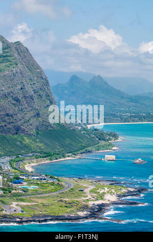 Beach at Waimanalo Bay, Windward Coast, Oahu, Hawaii, United States of America, Pacific Stock Photo