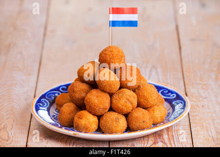 'Bittergarnituur' - Dutch deep fried snacks, usually enjoyed at the end of the afternoon with a couple of drinks, in company of Stock Photo