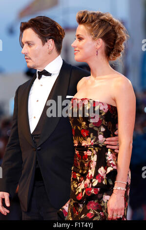 Johnny Depp and Amber Heard attending the 'The Danish Girl' premiere at the 72nd Venice International Film Festival on September 05, 2015 Stock Photo