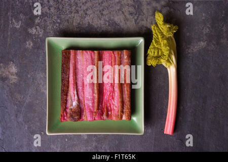 Rhubarb and spelt cake. Stock Photo