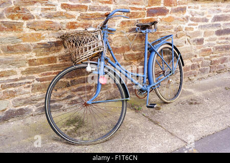 Blue Vintage ladies Bike Stock Photo