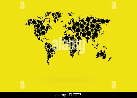Dotted World Map Vector With Retro Contrast Colors Stock Vector