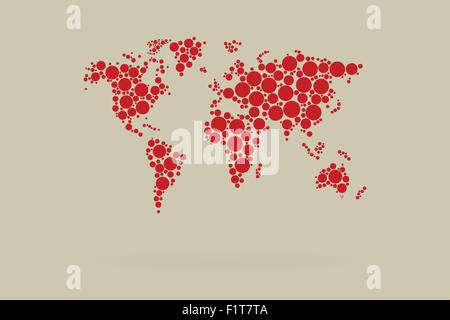 Dotted World Map Vector With Retro Contrast Colors Stock Vector