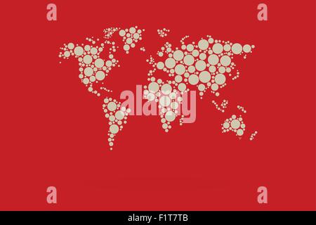 Dotted World Map Vector With Retro Contrast Colors Stock Vector